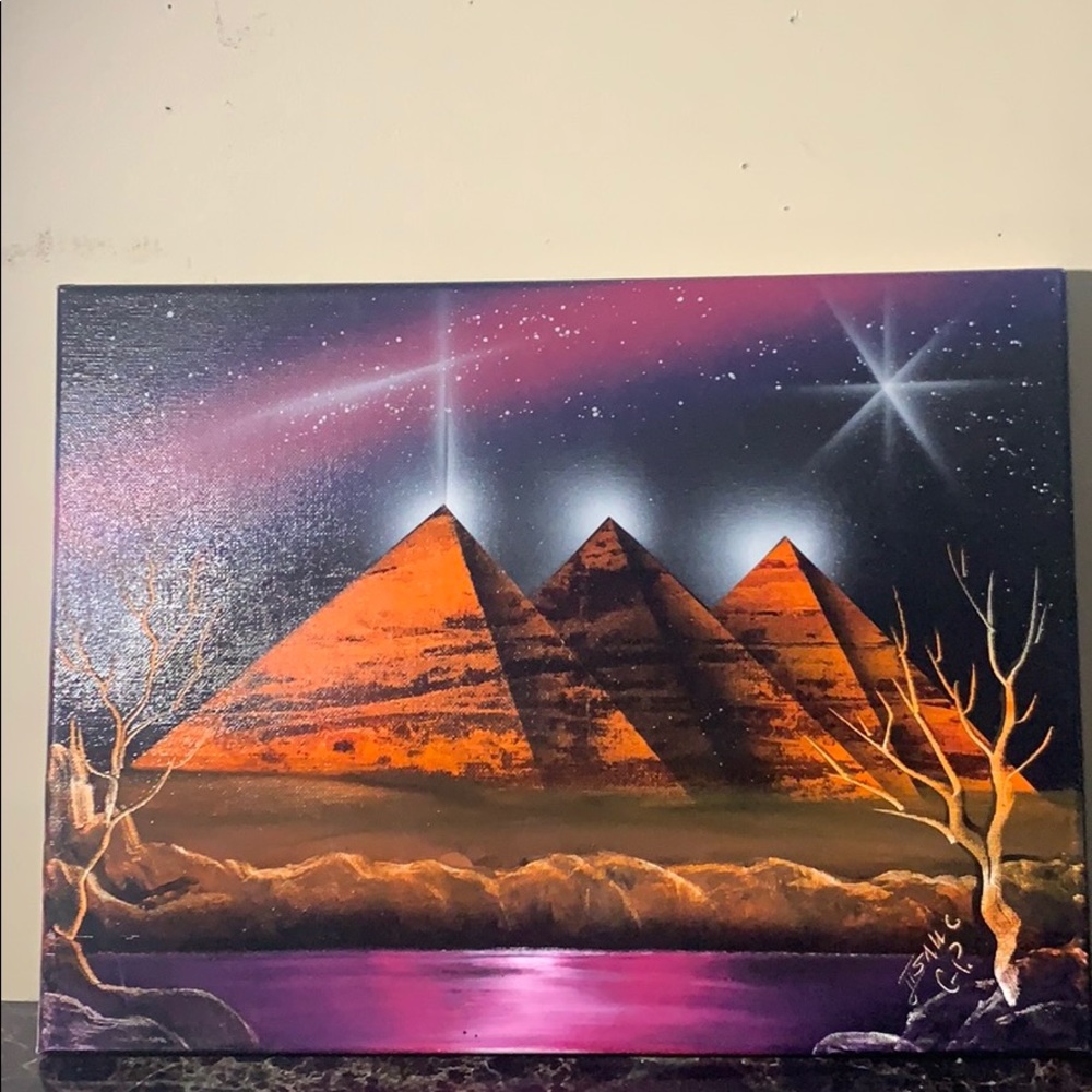 Hand painted 3 great pyramids painting